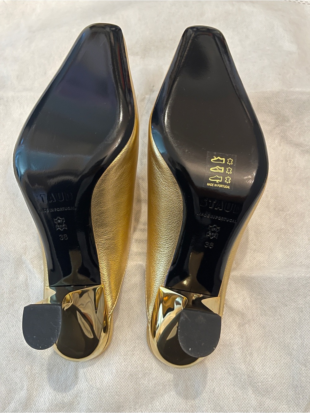 STAUD Gold Leather Mules (size 38) - Picture 3 of 8
